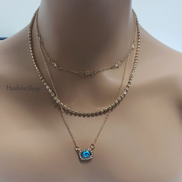 Fashion Jewelry Gold Plated Multilayer Chain Necklace - Picture 1 of 4